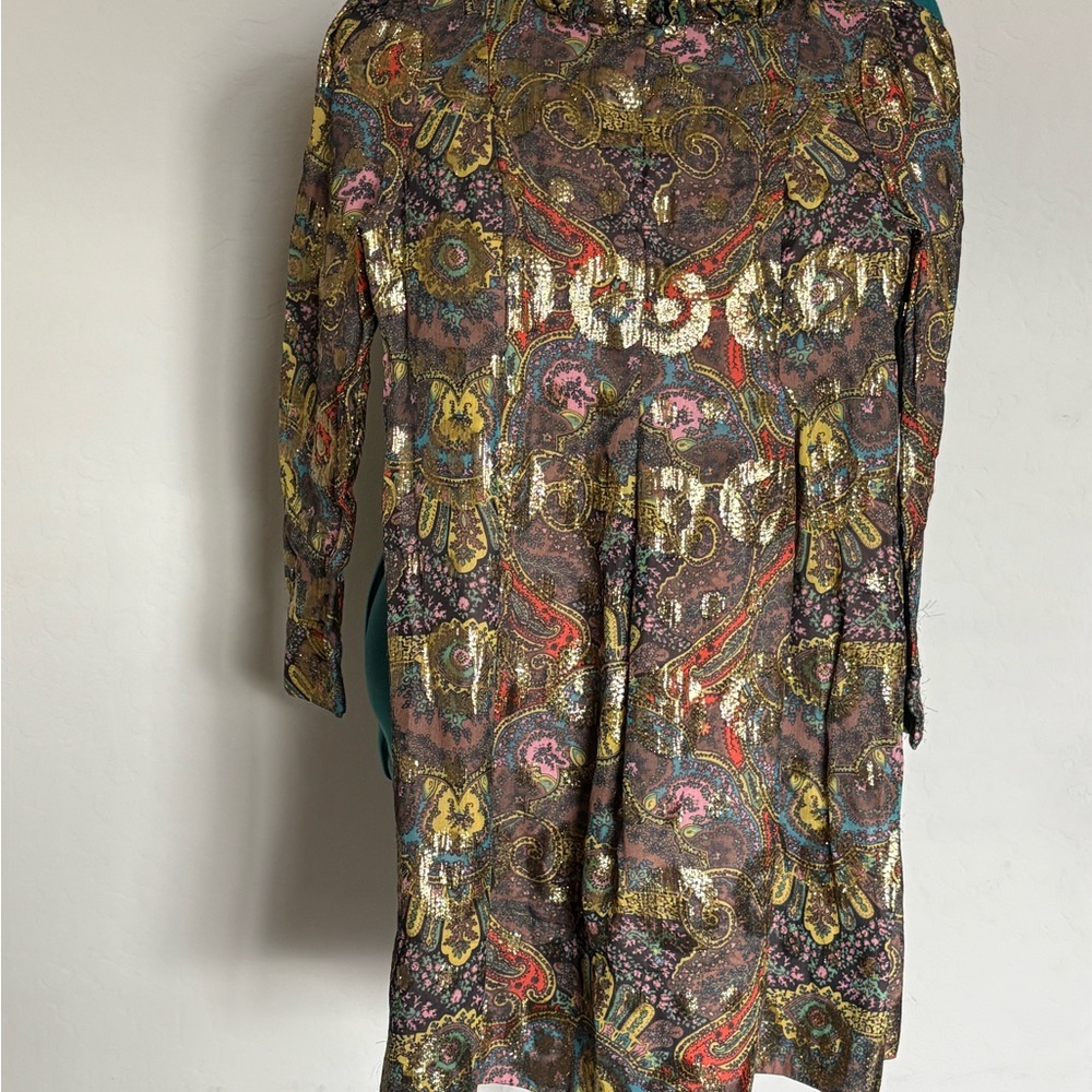 Marc By Marc Jacobs Gold and Pink Long Sleeve Dress